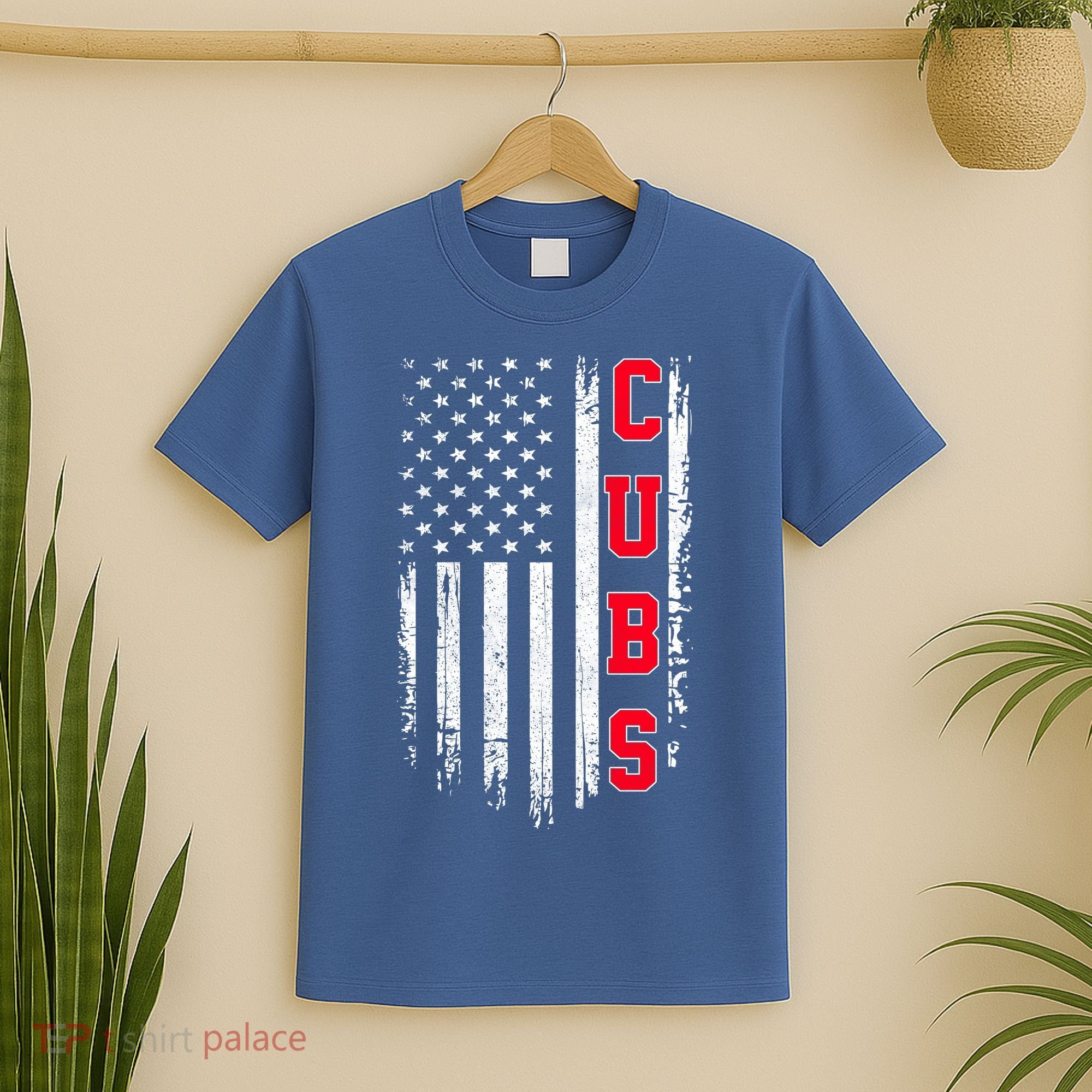 Vintage Cubs Name American US Flag Sports T-Shirt