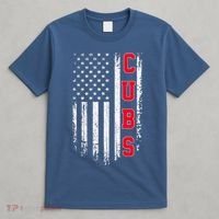 Vintage Cubs Name American US Flag Sports T-Shirt thumb 4