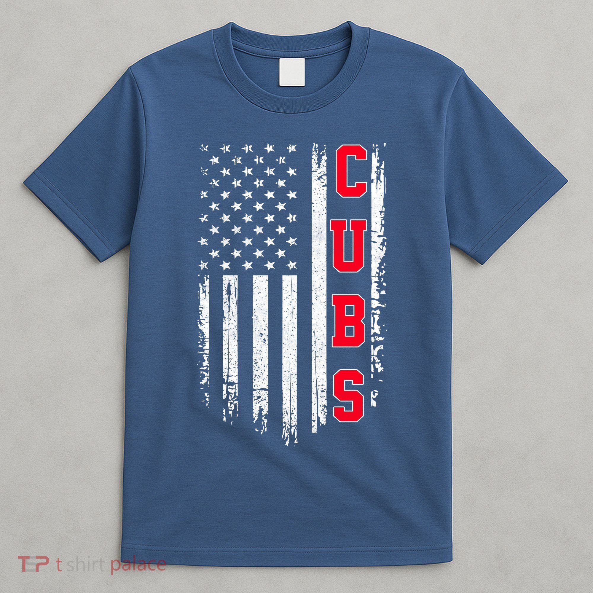 Vintage Cubs Name American US Flag Sports T-Shirt