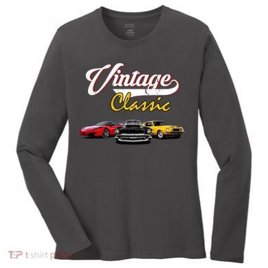 Vintage Classic Oldies Cars Women's Long Sleeve Shirt