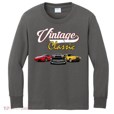 Vintage Classic Oldies Cars Kids Long Sleeve Shirt