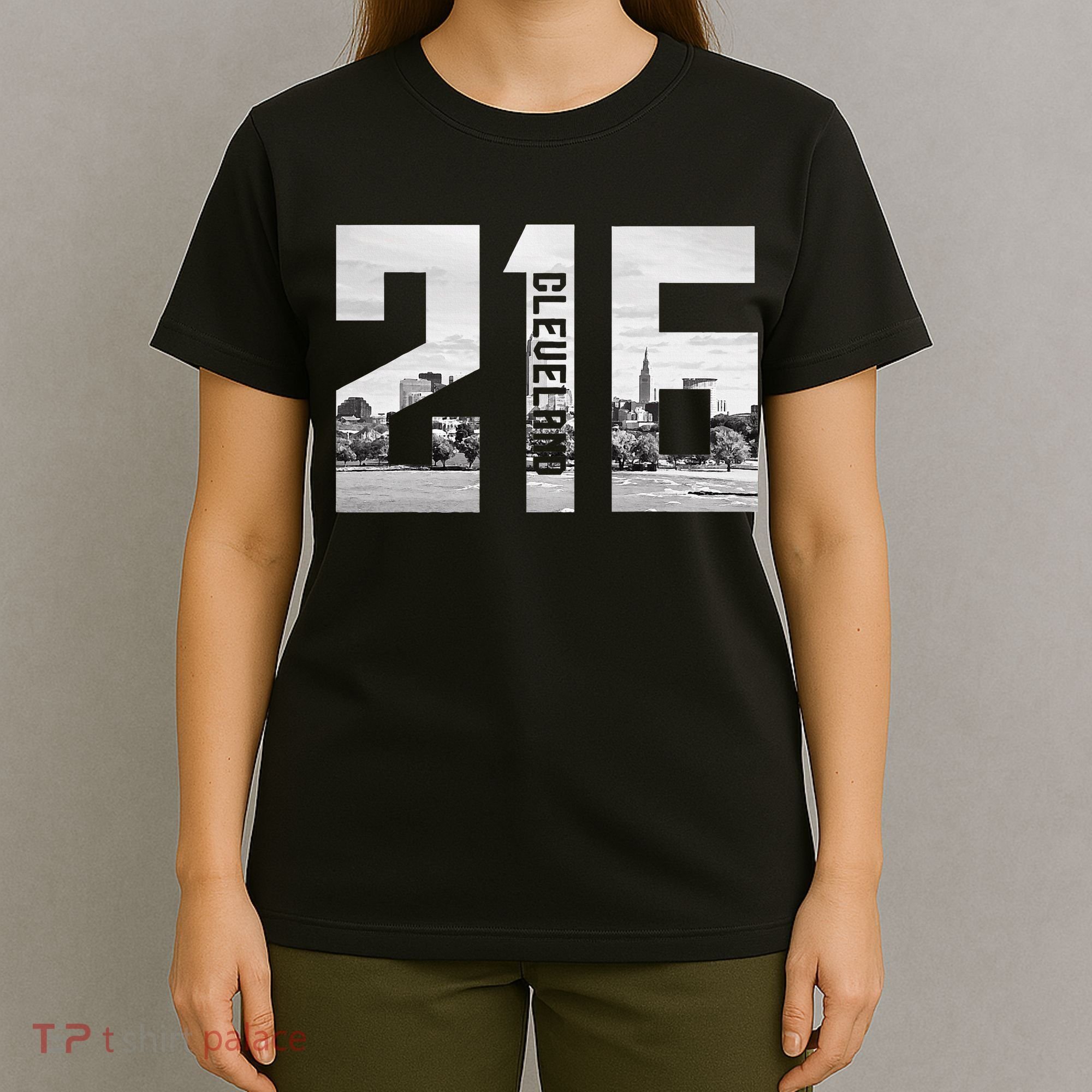 Vintage Cleveland Ohio 216 Area Code Skyline T-Shirt