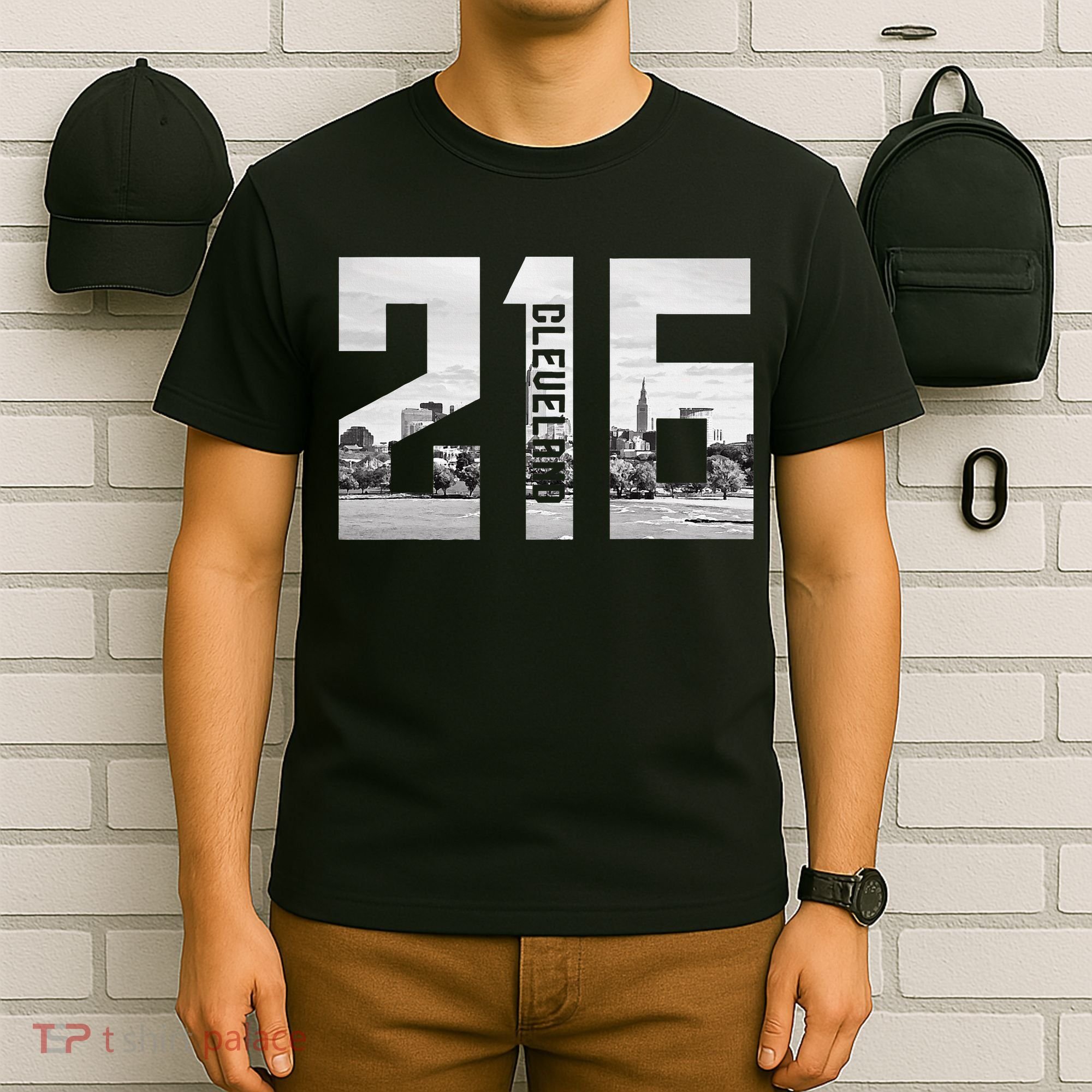 Vintage Cleveland Ohio 216 Area Code Skyline T-Shirt