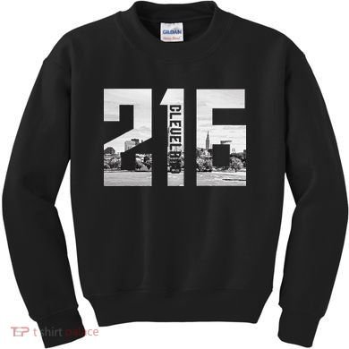 Vintage Cleveland Ohio 216 Area Code Skyline Kids Sweatshirt