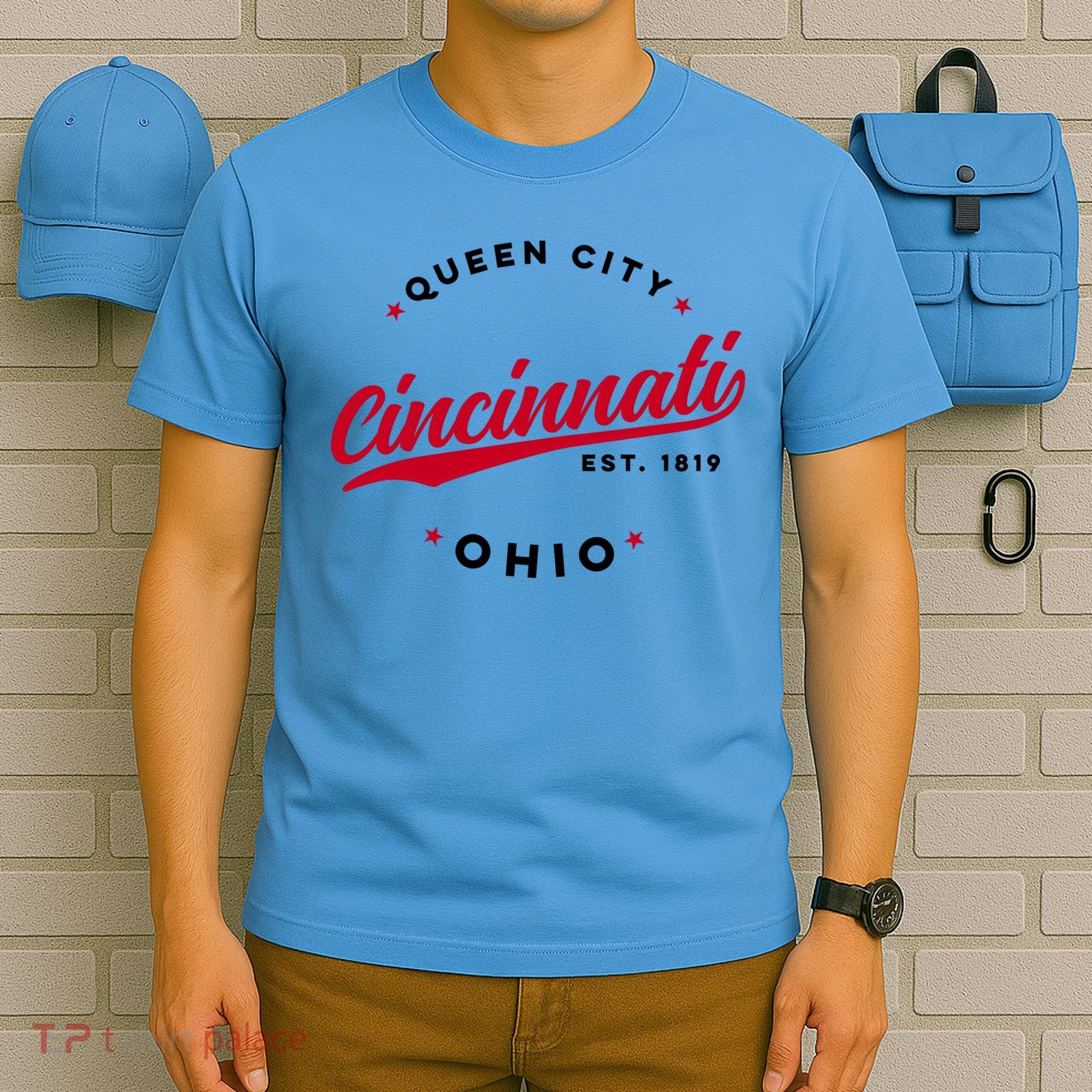 Vintage Cincinnati Ohio Queen City Red Text Meaningful Gift T-Shirt