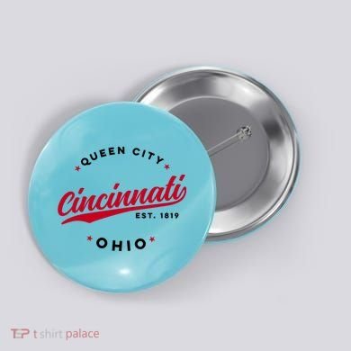 Vintage Cincinnati Ohio Queen City Red Text Meaningful Gift Button
