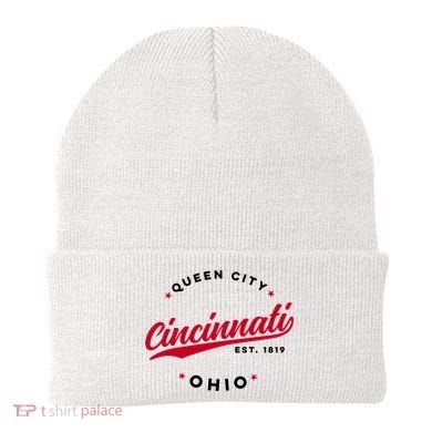 Vintage Cincinnati Ohio Queen City Red Text Meaningful Gift Beanie
