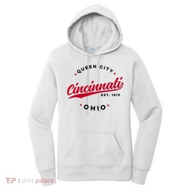 Vintage Cincinnati Ohio Queen City Red Text Meaningful Gift Women's Hoodie