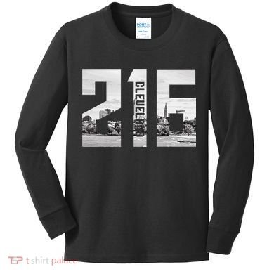 Vintage Cleveland Ohio 216 Area Code Skyline Kids Long Sleeve Shirt