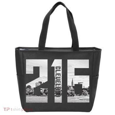 Vintage Cleveland Ohio 216 Area Code Skyline Tote Bag