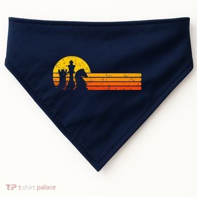Vintage Chess Player Retro Sunset Design Chess Pieces USA-Made Doggie Bandana