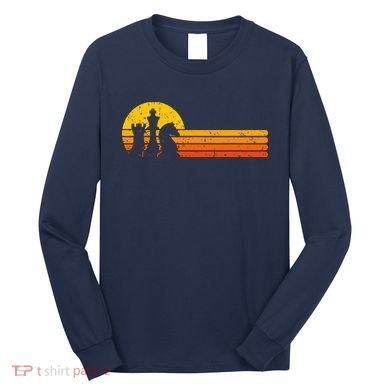 Vintage Chess Player Retro Sunset Design Chess Pieces Long Sleeve Shirt