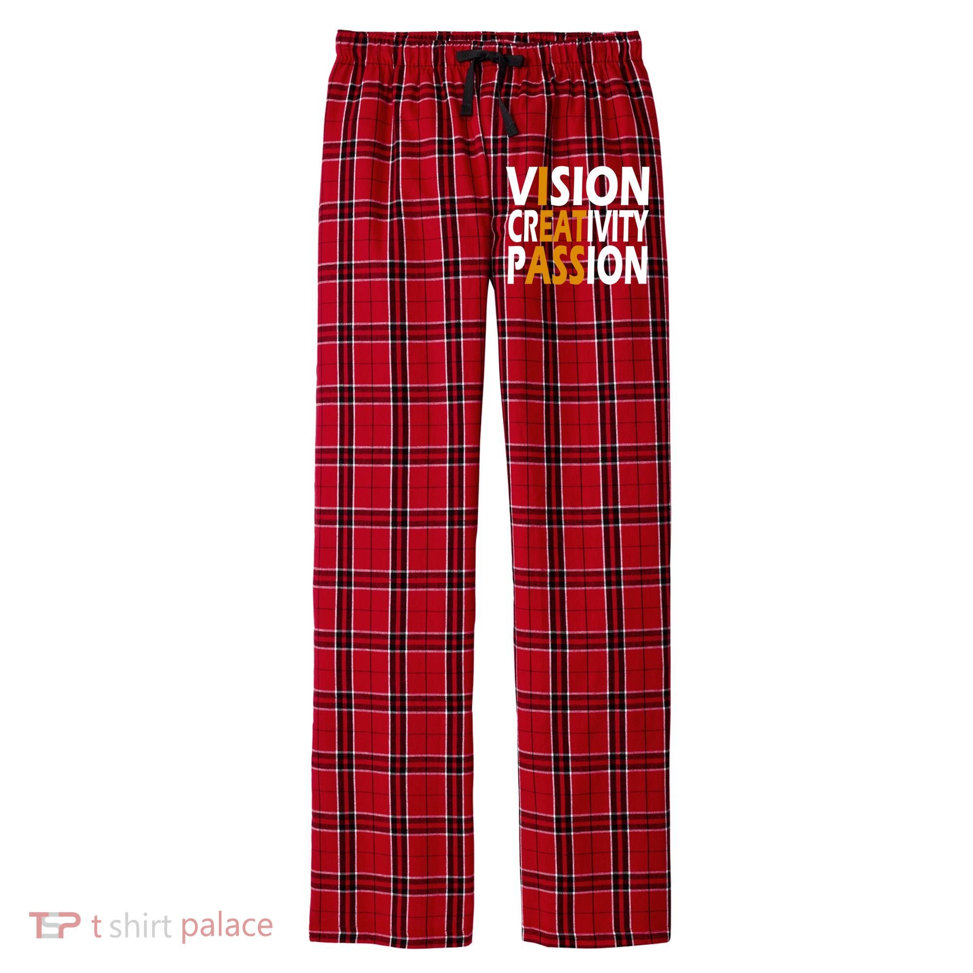 Vision Creativity Passion Funny Humor Men's Flannel Plaid Pajama Pants
