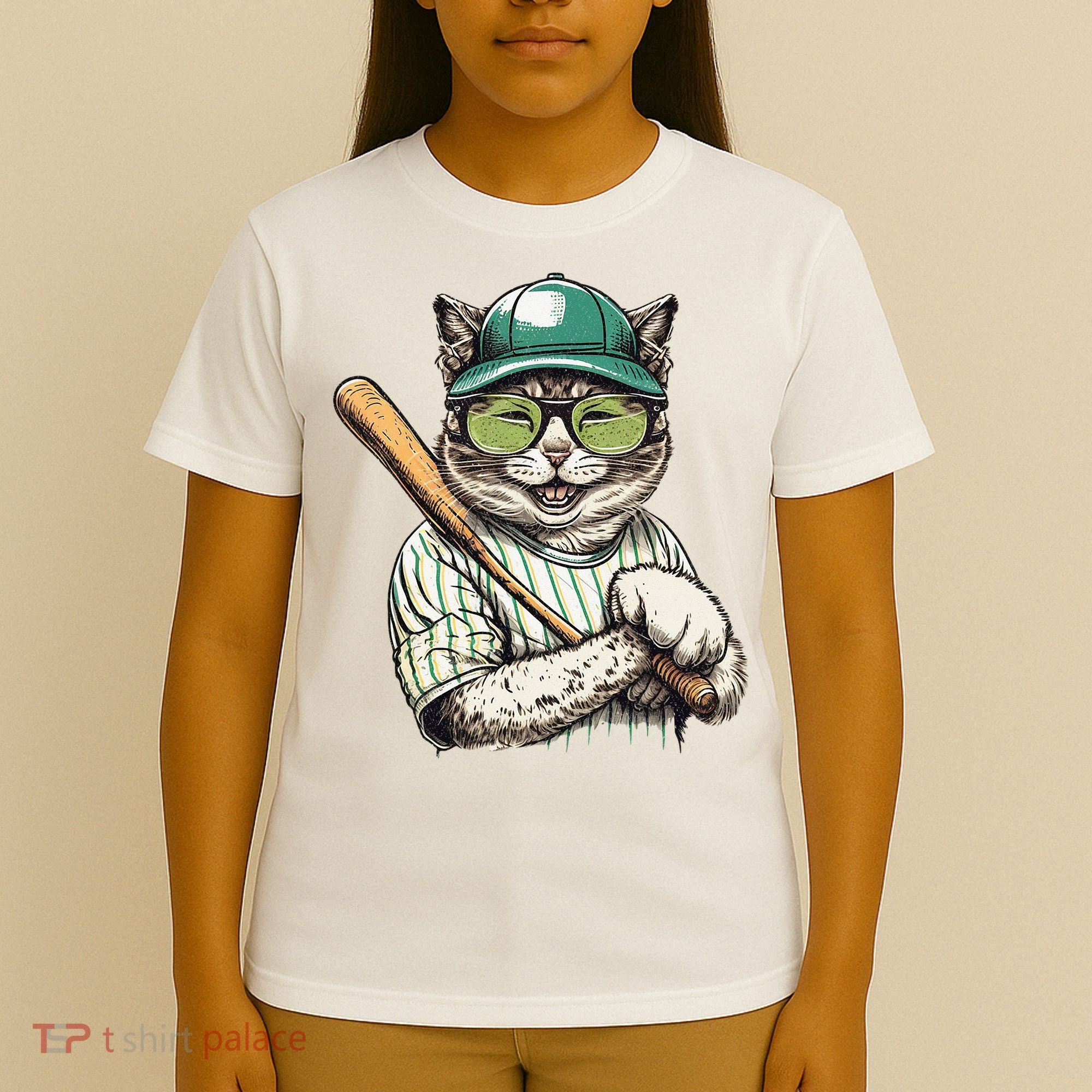 Vintage Cat Playing Baseball Baseball Bat Kitties Lover T-Shirt