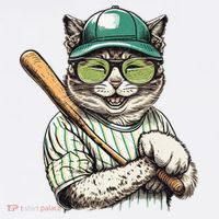 Vintage Cat Playing Baseball Baseball Bat Kitties Lover T-Shirt thumb 7