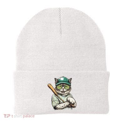 Vintage Cat Playing Baseball Baseball Bat Kitties Lover Beanie