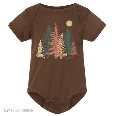 Vintage Colors Pine Tree Forest Baby Bodysuit