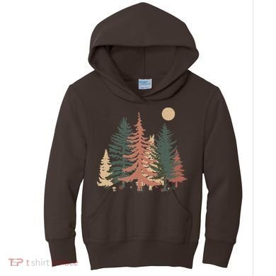 Vintage Colors Pine Tree Forest Kids Hoodie