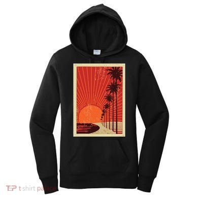 Vintage California Poster Sunset Beach Women's Hoodie