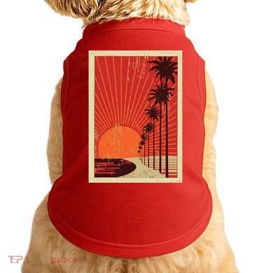 Vintage California Poster Sunset Beach Doggie Tank