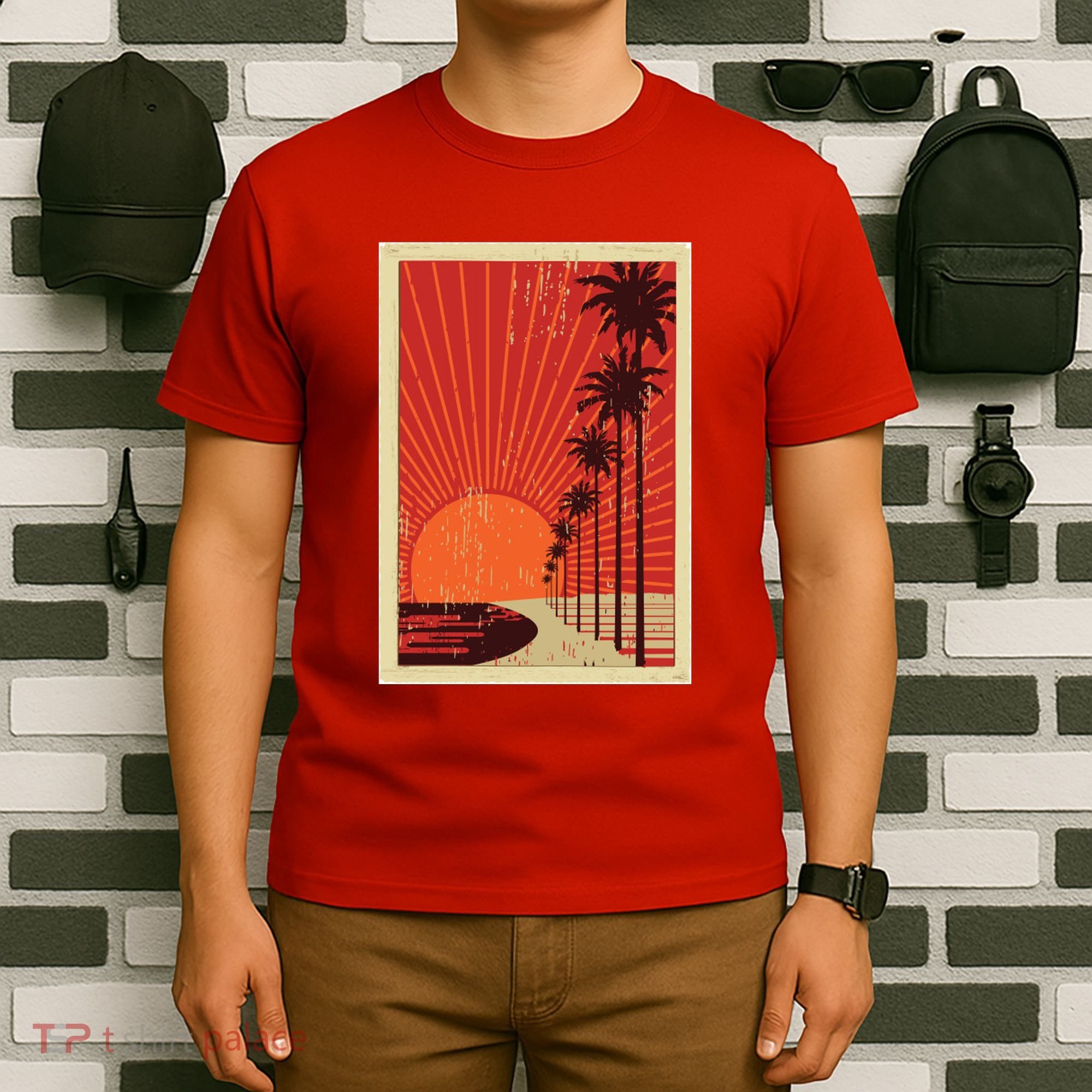 Vintage California Poster Sunset Beach T-Shirt