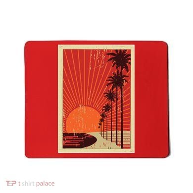 Vintage California Poster Sunset Beach Mousepad