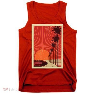 Vintage California Poster Sunset Beach Tank Top