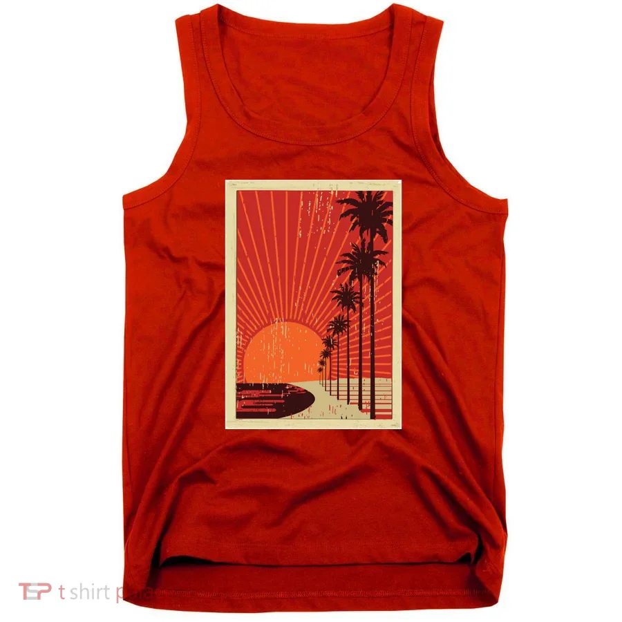 Vintage California Poster Sunset Beach Tank Top