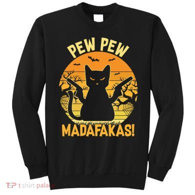 Vintage Cat Pew Pew Madafakas Halloween Day Sweatshirt
