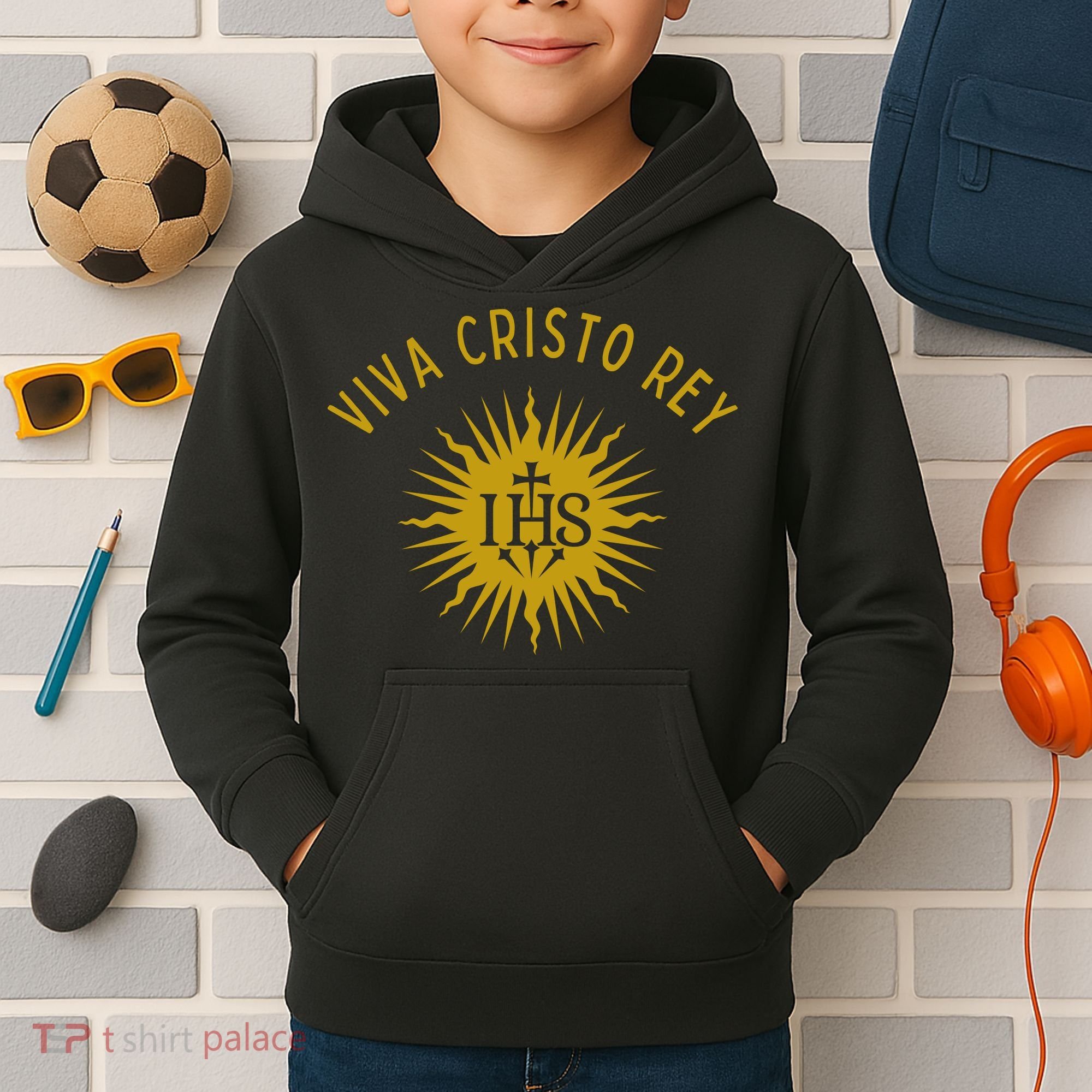 Viva Cristo Rey Roman Catholic Kids Hoodie