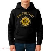 Viva Cristo Rey Roman Catholic Kids Hoodie thumb 4