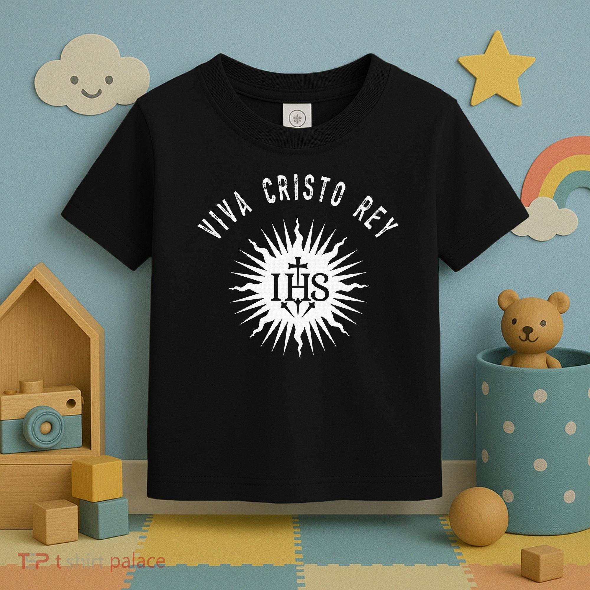 Viva Cristo Rey Catholic Christian Bible Verse Religious Toddler T-Shirt