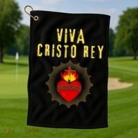 Viva Cristo Rey Roman Catholic Gift Golf Towel thumb 1