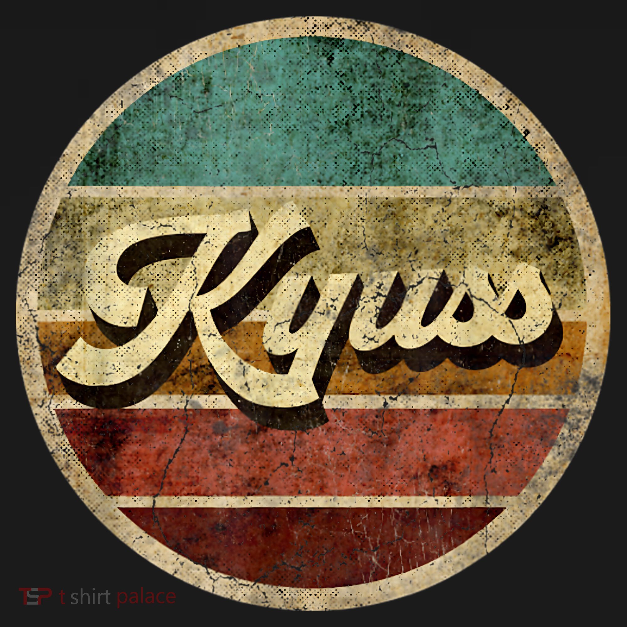 Vintage Circle Retro Faded Kyusses 1987 Rock 80s Tee T-Shirt