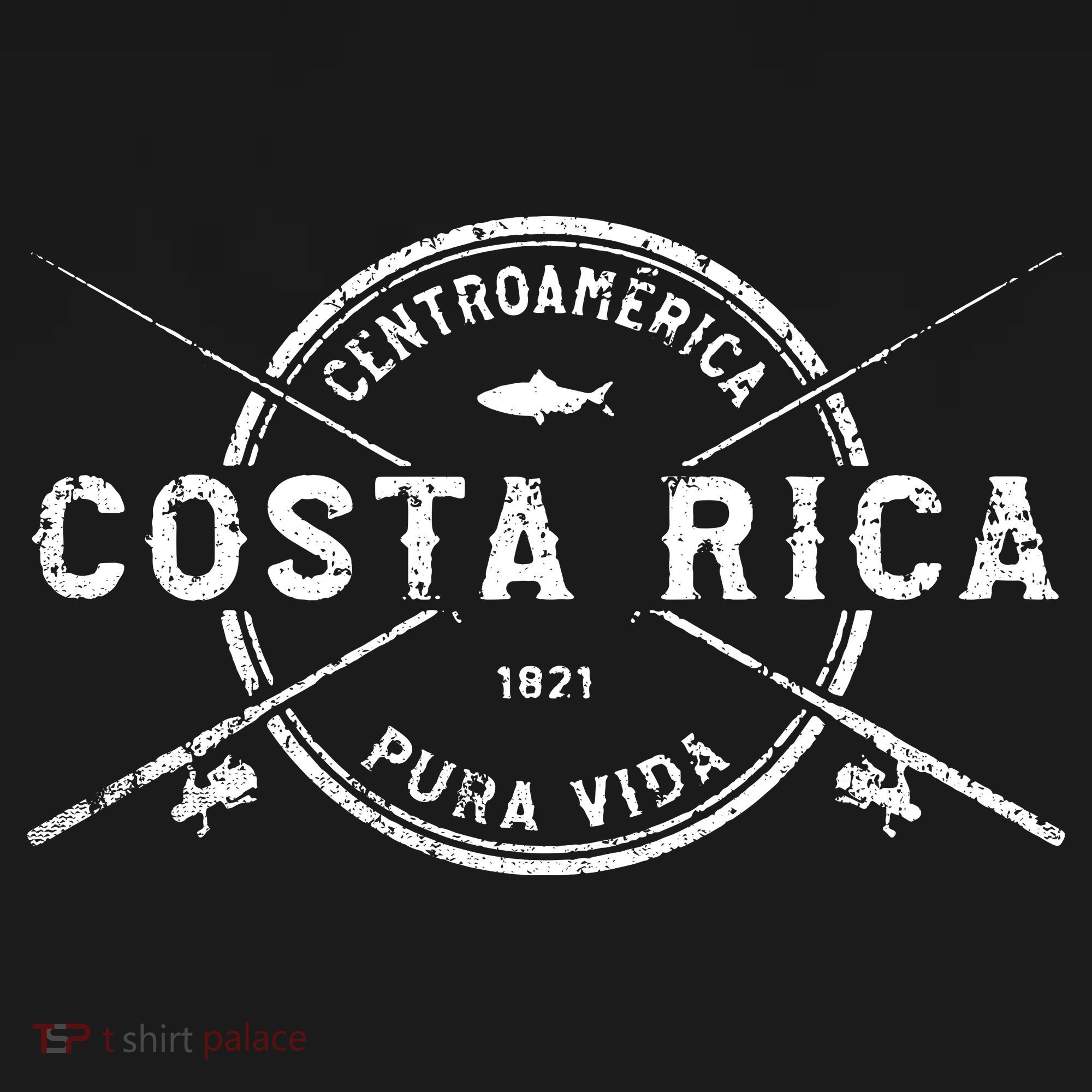 Vintage Costa Rica Crossed Fishing Rods T-Shirt
