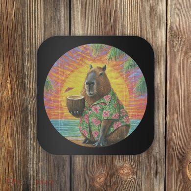 Vintage Capybara Retro Capybara Coaster
