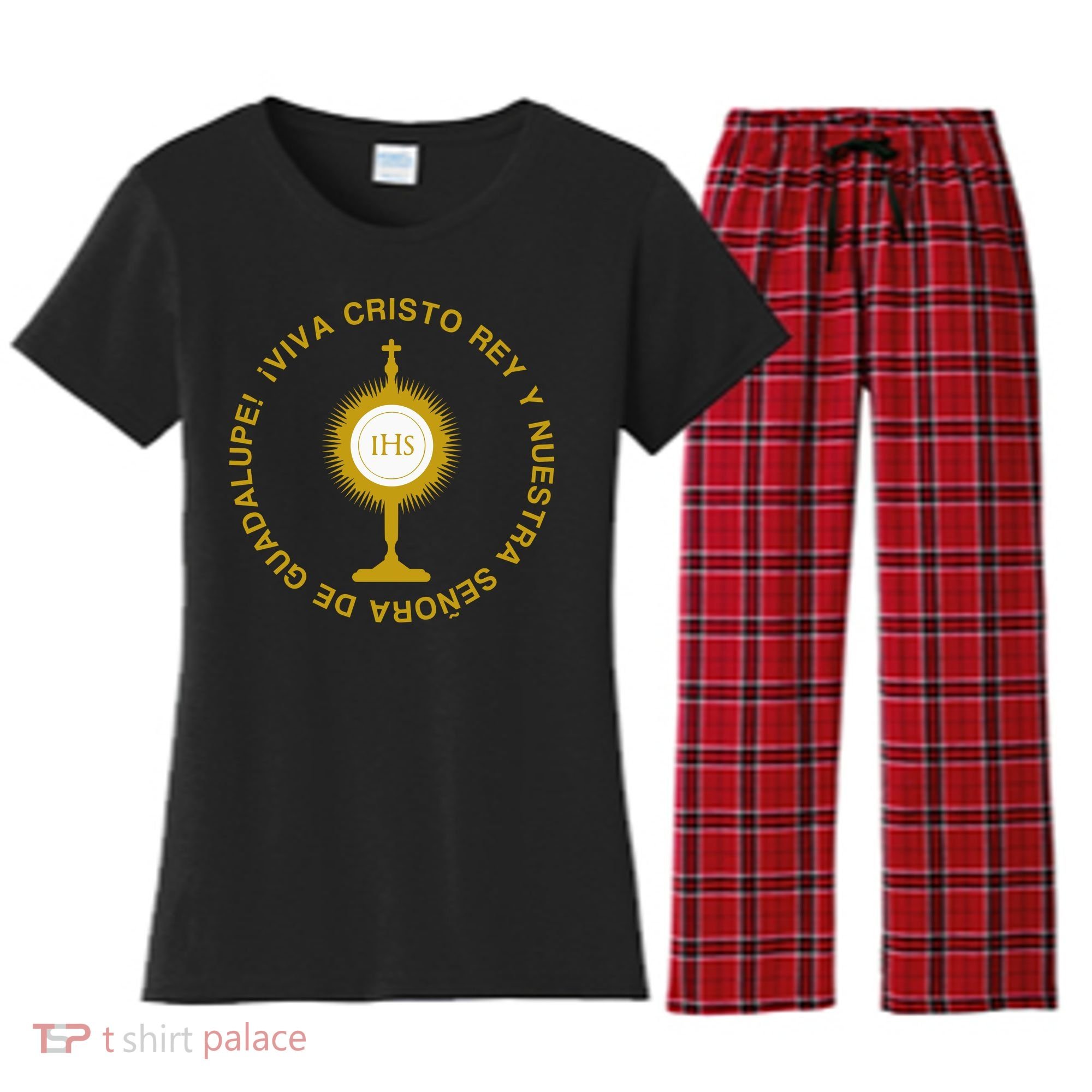 Viva Cristo Rey Catholic Cristeros Gift Women's Flannel Pajama Set