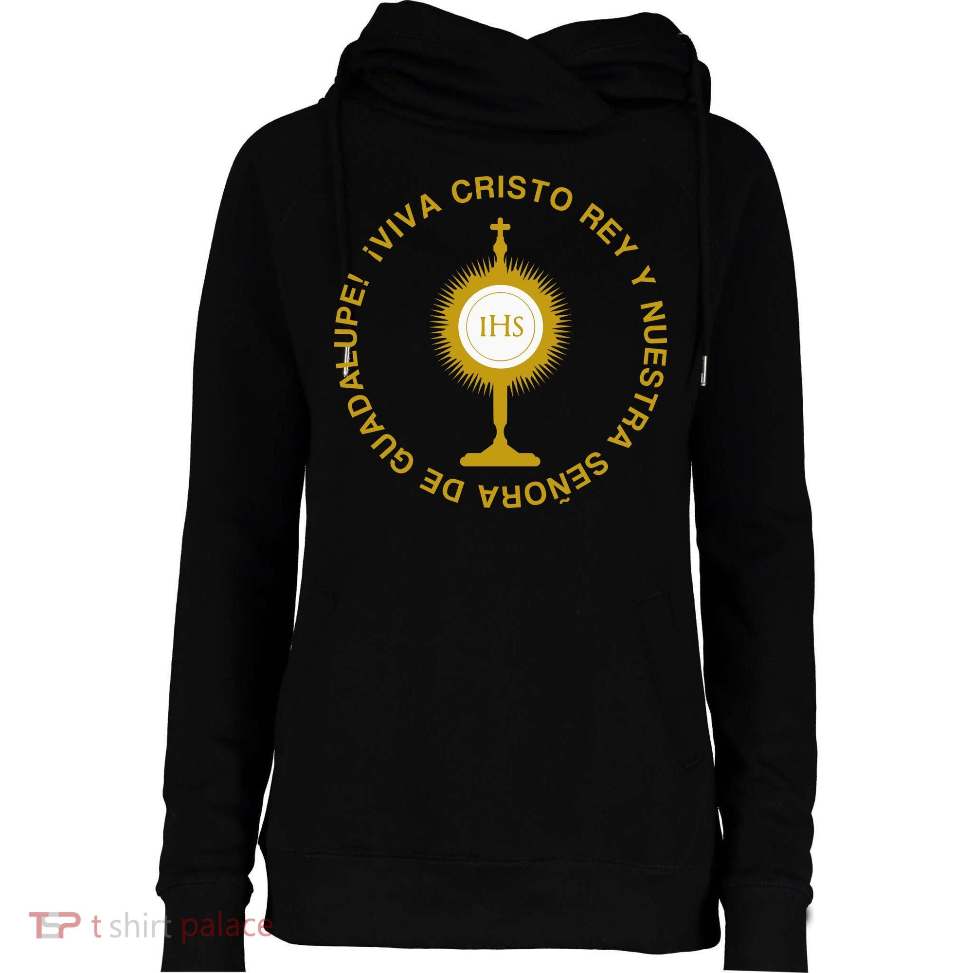 Viva Cristo Rey Catholic Cristeros Gift Womens Funnel Neck Pullover Hood