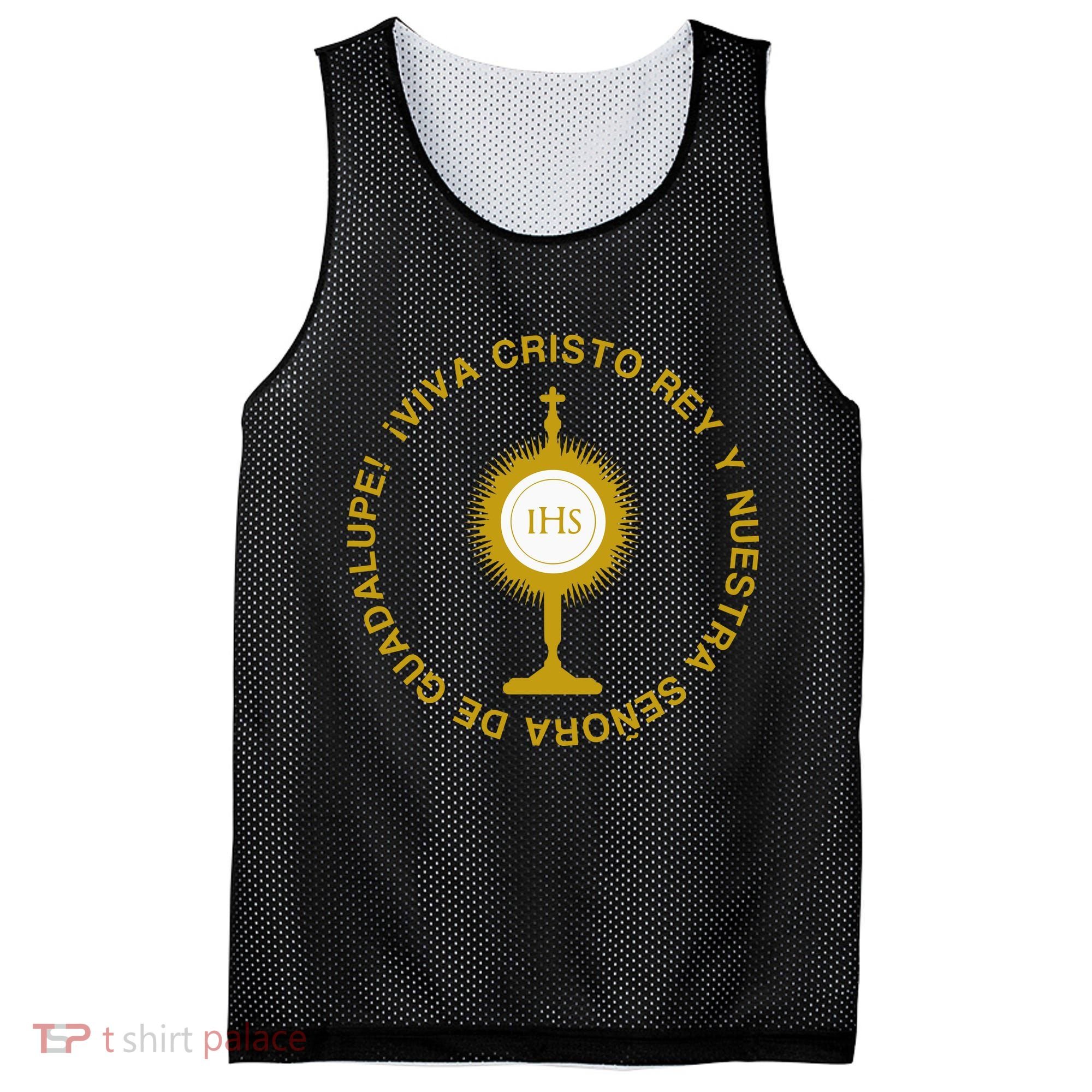 Viva Cristo Rey Catholic Cristeros Gift Mesh Reversible Basketball Jersey Tank