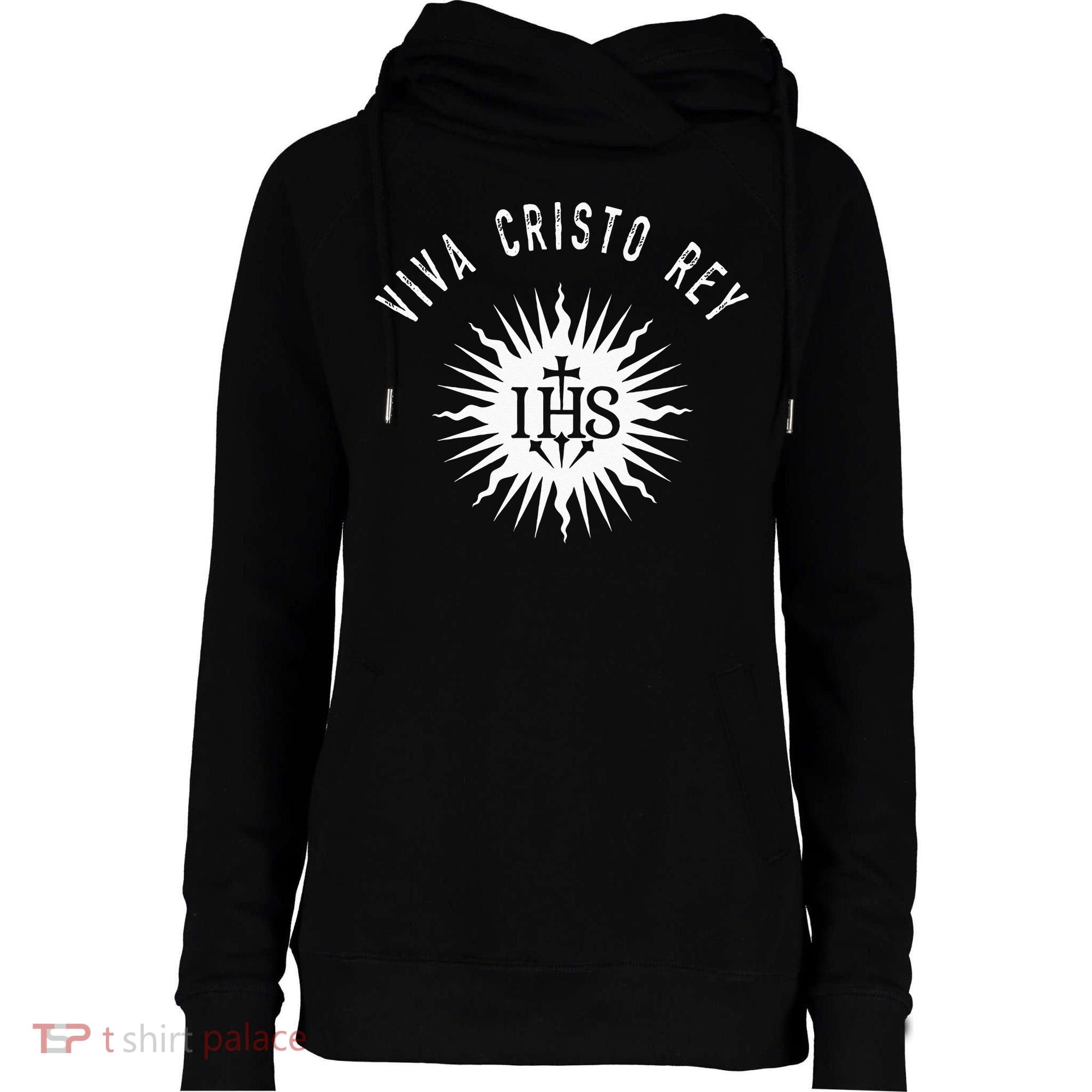 Viva Cristo Rey Roman Catholic Cristeros Womens Funnel Neck Pullover Hood