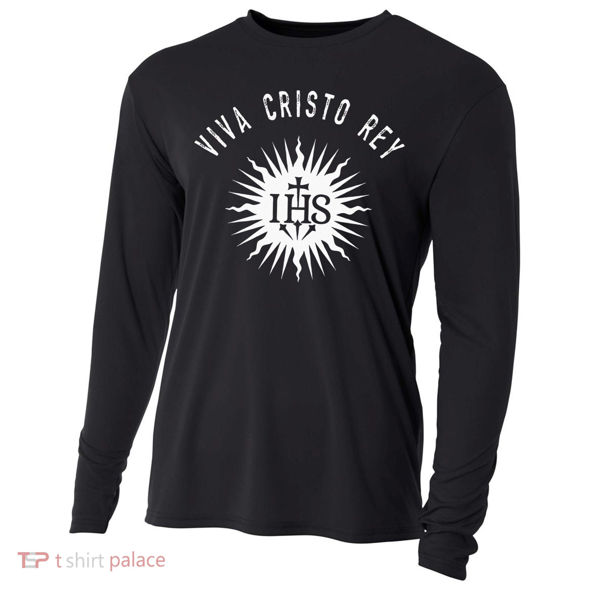 Viva Cristo Rey Roman Catholic Cristeros Cooling Performance Long Sleeve Crew