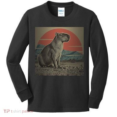 Vintage Capybara Retro Capybara Kids Long Sleeve Shirt