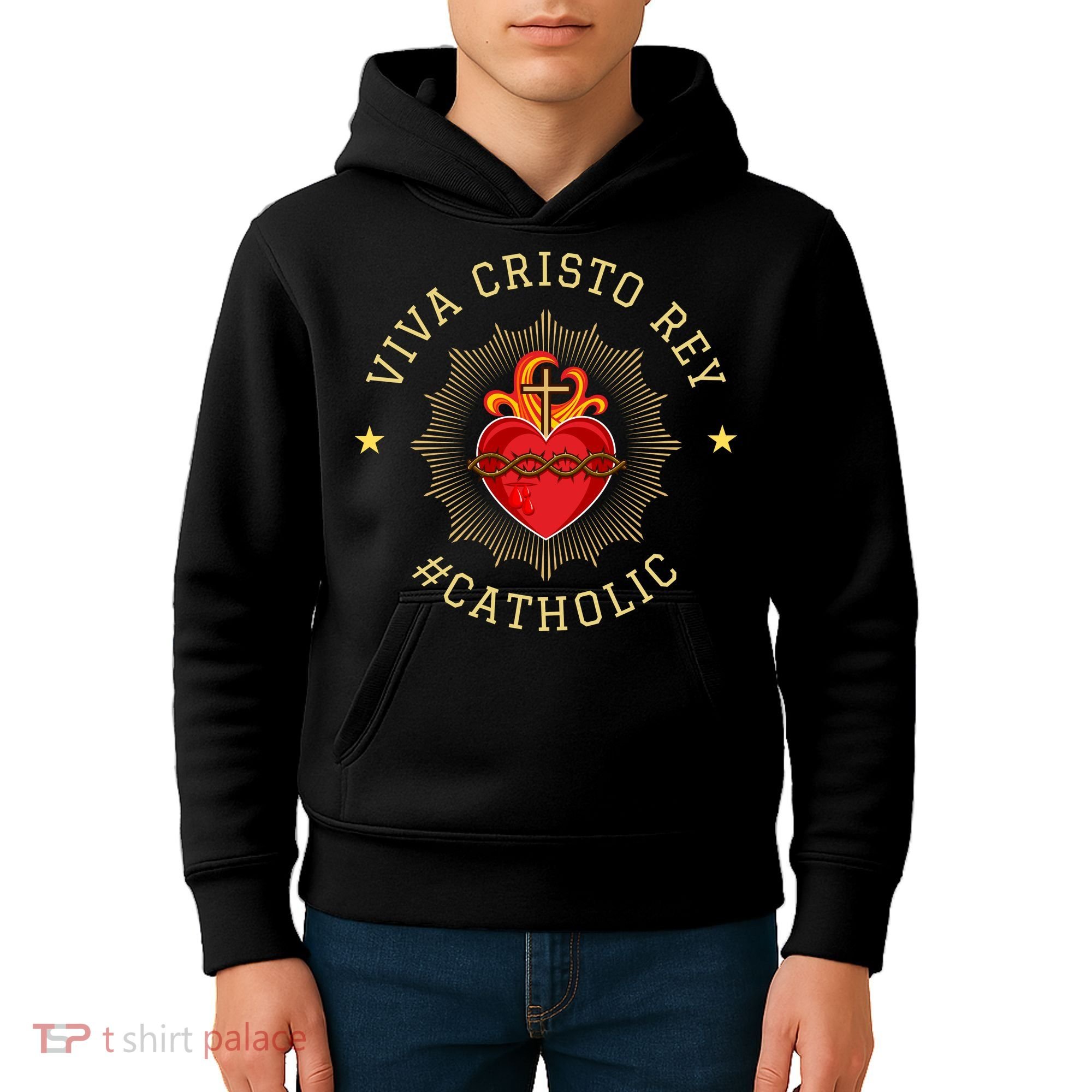Viva Cristo Rey Roman Catholic Gift Kids Hoodie
