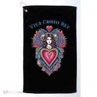 Viva Cristo Rey Sacred Heart Roman Catholic Golf Towel thumb 0