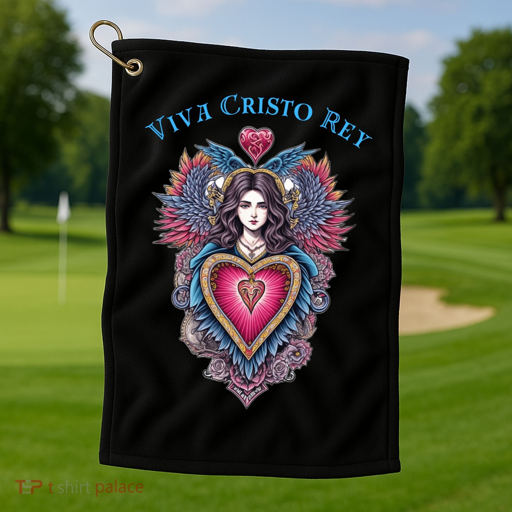 Viva Cristo Rey Sacred Heart Roman Catholic Golf Towel