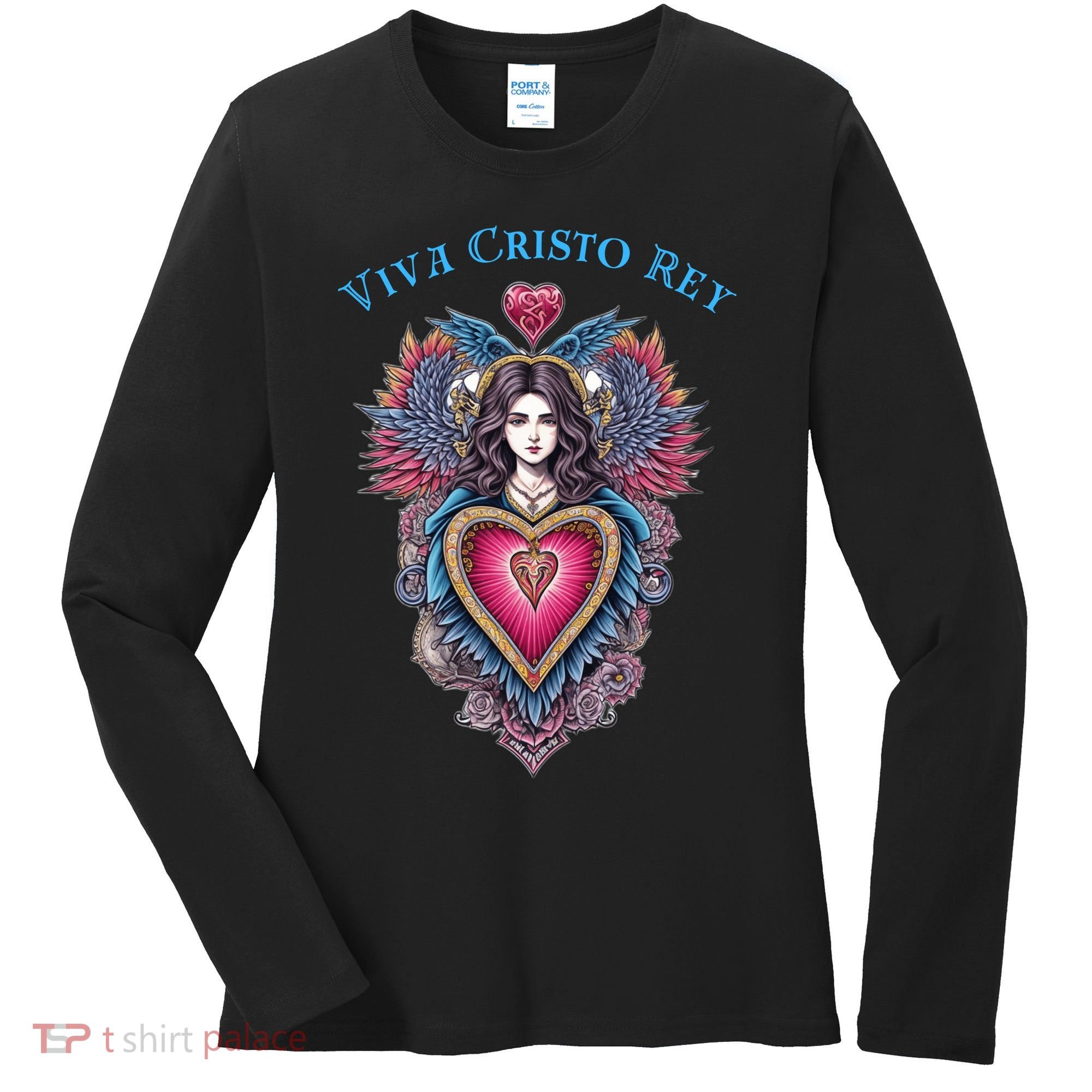 Viva Cristo Rey Sacred Heart Roman Catholic Women's Long Sleeve Shirt