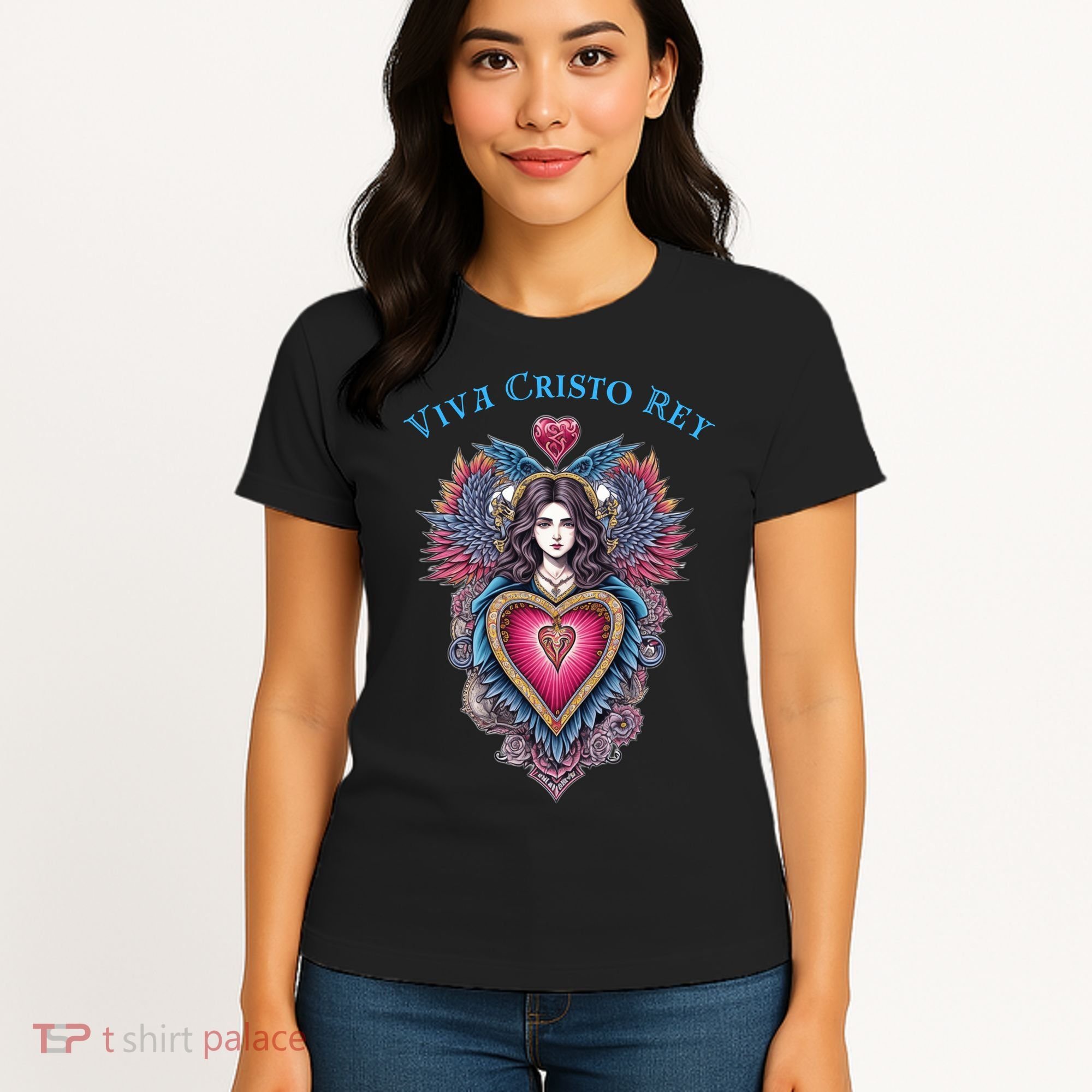 Viva Cristo Rey Sacred Heart Roman Catholic Women's T-Shirt