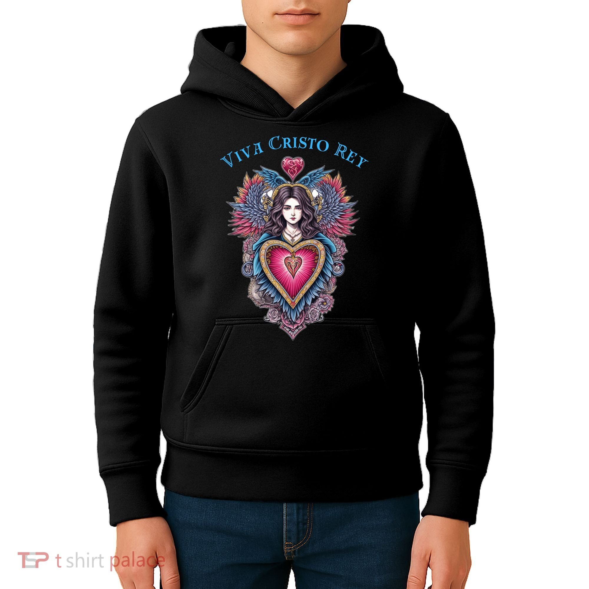 Viva Cristo Rey Sacred Heart Roman Catholic Kids Hoodie