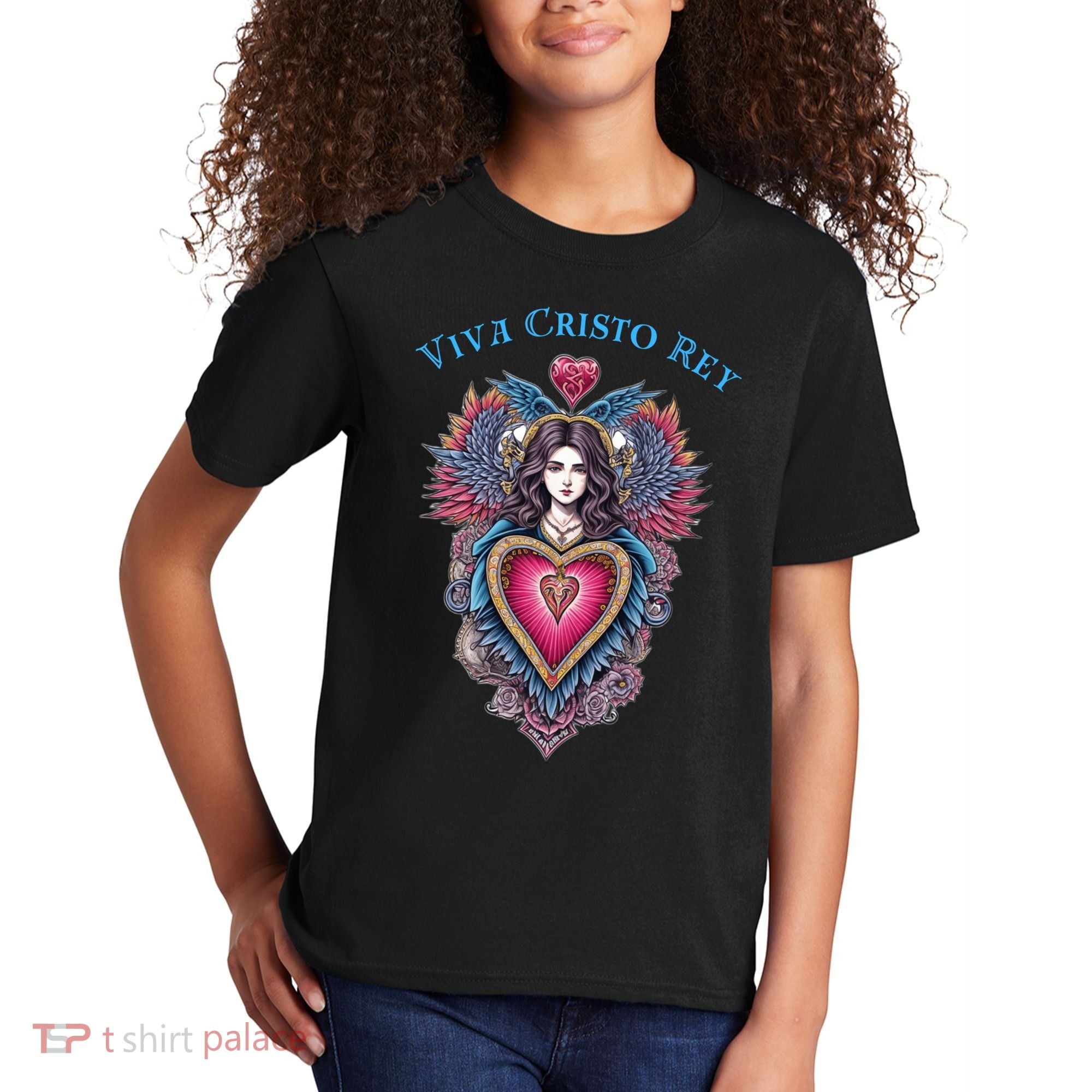 Viva Cristo Rey Sacred Heart Roman Catholic Kids T-Shirt