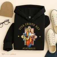 Viva Cristo Rey Roman Catholic Gift Hoodie thumb 4